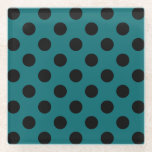 Dessous-de-verre En Verre Pois noirs en turquoise<br><div class="desc">Pois noirs en turquoise</div>