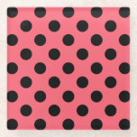 Dessous-de-verre En Verre Pois noirs sur corail<br><div class="desc">Pois noirs sur corail</div>