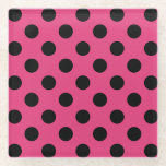 Dessous-de-verre En Verre Pois noirs sur fuchsia<br><div class="desc">Pois noirs sur fuchsia</div>