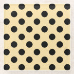 Dessous-de-verre En Verre Pois noirs sur jaune pâle<br><div class="desc">Pois noirs sur jaune pâle</div>