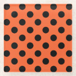 Dessous-de-verre En Verre Pois noirs sur orange<br><div class="desc">Pois noirs sur orange</div>