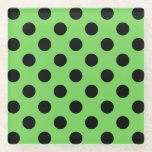 Dessous-de-verre En Verre Pois noirs sur vert citron<br><div class="desc">Pois noirs sur vert citron</div>