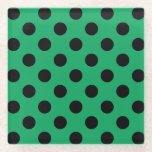 Dessous-de-verre En Verre Pois noirs sur vert frais<br><div class="desc">Pois noirs sur vert frais</div>