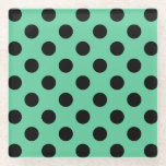 Dessous-de-verre En Verre Pois noirs sur vert menthe<br><div class="desc">Pois noirs sur vert menthe</div>
