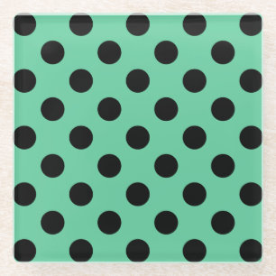 Dessous-de-verre En Verre Pois noirs sur vert menthe