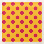 Dessous-de-verre En Verre Pois rouges sur jaune<br><div class="desc">Pois rouges sur jaune</div>