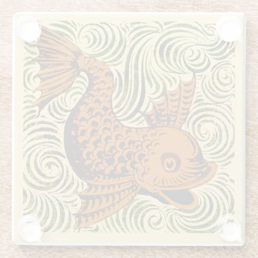 Dessous-de-verre En Verre Poisson Antique Carrelage Ancien art (Dos)