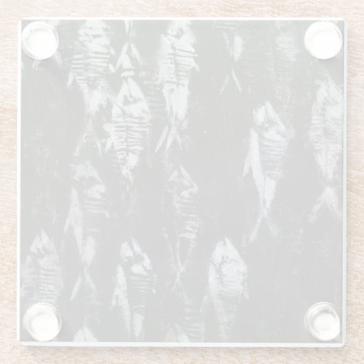 Dessous-de-verre En Verre Poisson blanc fossile sur Arrière - plan noir (Dos)