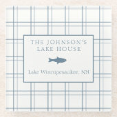 Dessous-de-verre En Verre Poisson Bleu de la Maison de Lac Plaid Classable (Devant)
