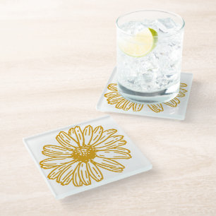 Dessous-de-verre En Verre Poissons Jaunes Dorés Imprimer, Motif Floral Maisy
