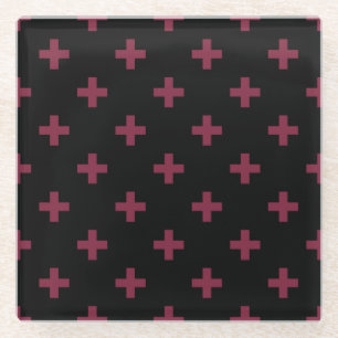 Dessous-de-verre En Verre Polka de mûre croise sur le noir