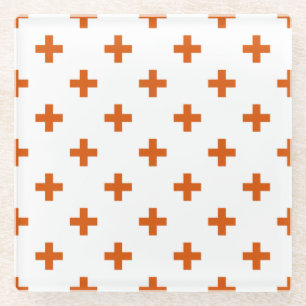 Dessous-de-verre En Verre Polka orange croise sur blanc