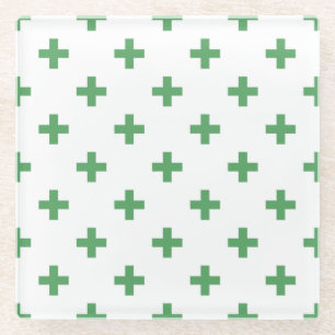 Dessous-de-verre En Verre Polka verte croise sur blanc