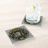 Dessous-de-verre En Verre Pompier AJOUTER LE NOM L'équipe de Secourt du serv (Incliné)