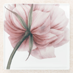 Dessous-de-verre En Verre Pony rose, motif fleur romantique, chic, adorable,