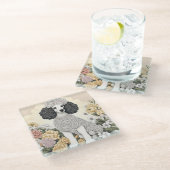 Dessous-de-verre En Verre Poodle en Fleurs Whimsical (Incliné)