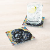 Dessous-de-verre En Verre Poodle noir (Incliné)