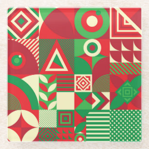 Dessous-de-verre En Verre Pop géométrique : Carreaux Abstraits colorés.