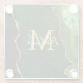 Dessous-de-verre En Verre Porte en marbre vert et or (Dos)