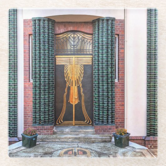 Dessous-de-verre En Verre Porte Jugenstil (Devant)