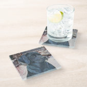 Dessous-de-verre En Verre portrait de black labrador dog (Incliné)