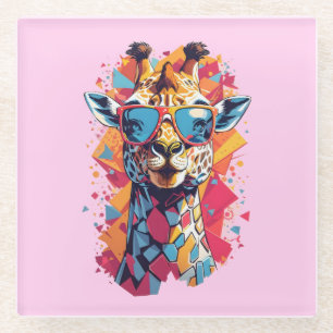 Dessous-de-verre En Verre Portrait de girafe de style graffiti-58567