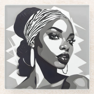 Dessous-de-verre En Verre Portrait d'une femme noire