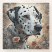 Dessous-de-verre En Verre Portraits de races de chiens de fleurs 3 (Devant)