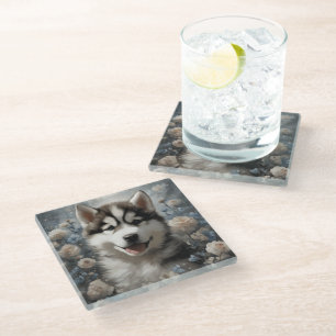 Dessous-de-verre En Verre Portraits de races de chiens de fleurs 7