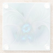 Dessous-de-verre En Verre Position, Abstrait bleu turquoise fractal (Dos)