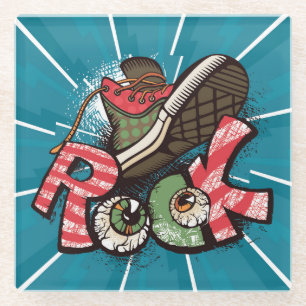 Dessous-de-verre En Verre Poster cool Abstrait Grunge Rock