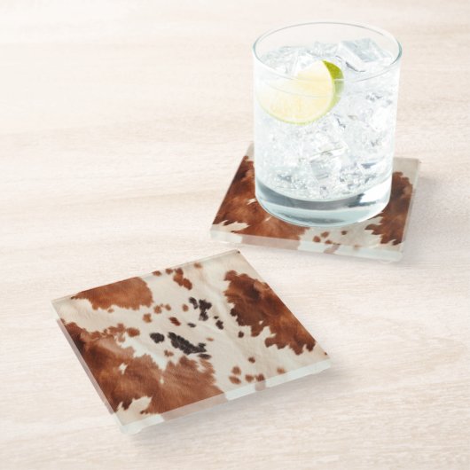 Dessous-de-verre En Verre Poster de animal blanc Brown (Incliné)