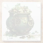 DESSOUS-DE-VERRE EN VERRE POT IRLANDAIS VERT & OR DE SHAMROCKS & VINES (Dos)