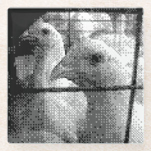Dessous-de-verre En Verre poulets pixélisés
