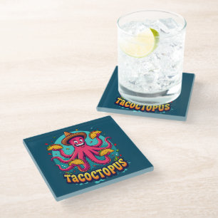 Dessous-de-verre En Verre Poulpe de Taco Drôle Dessin Animé Nourriture Jeu d