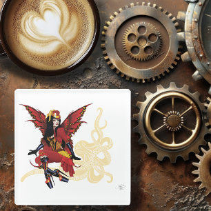 Dessous-de-verre En Verre Poulpe Féerique Élégant Rouge Victorien Steampunk