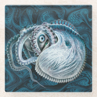 Dessous-de-verre En Verre Poulpe Nautilus Argonaute Vintage