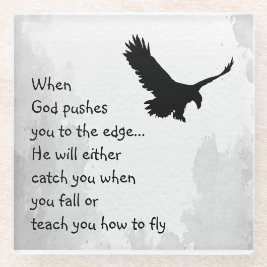 Dessous-de-verre En Verre Poussé à l'extrémité Dieu attrape ou enseigne à vo (Devant)