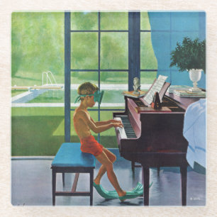 Dessous-de-verre En Verre Pratique en matière de piano de Poolside
