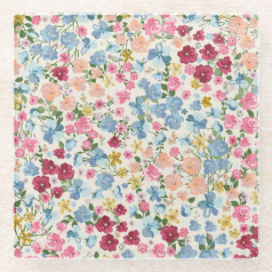 Dessous-de-verre En Verre pré du milieu de l'été, motif plante en fleurs.