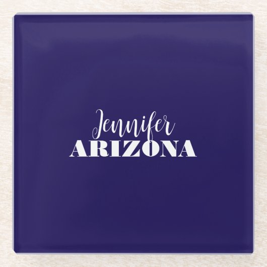 Dessous-de-verre En Verre Professionnel élégant moderne minimaliste bleu fon (Devant)