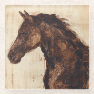 Dessous-de-verre En Verre Profil de cheval sauvage Brown