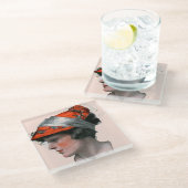 Dessous-de-verre En Verre Profil de la femme (Incliné)