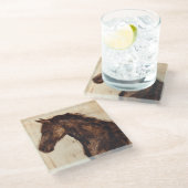 Dessous-de-verre En Verre Profil du cheval sauvage Brown (Incliné)