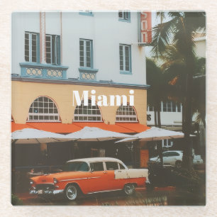 Dessous-de-verre En Verre Promenade océanique de Miami Souvenir de voyage