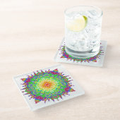 Dessous-de-verre En Verre Psychedelic Zen Mandala Art Abstrait (Incliné)