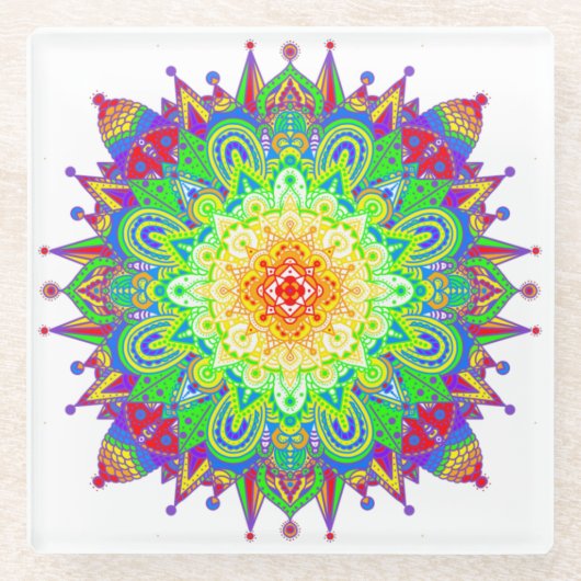 Dessous-de-verre En Verre Psychedelic Zen Mandala Art Abstrait (Devant)