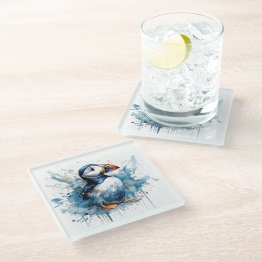 Dessous-de-verre En Verre Puffin Splash (Incliné)