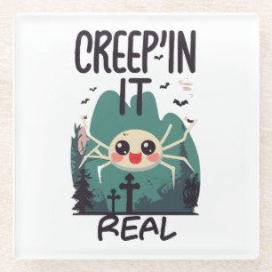 Dessous-de-verre En Verre Pun d'araignée de Halloween Kawaii