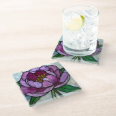 Dessous-de-verre En Verre Purple Peony Stained  (Incliné)